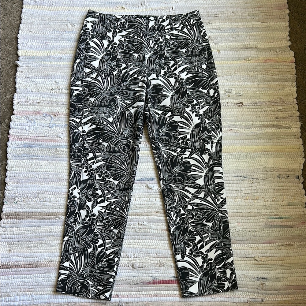 Black and White Floral Women's Pants